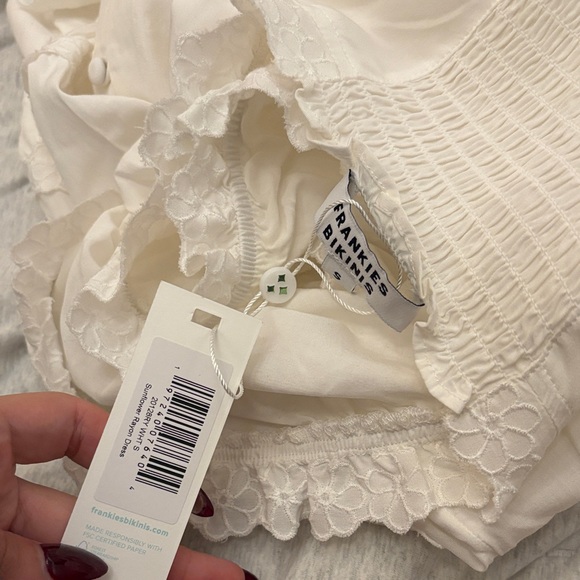 FRANKIES BIKINIS white sunflower mini long sleeve dress SOLD OUT EVERYWHERE NWT - Picture 5 of 6